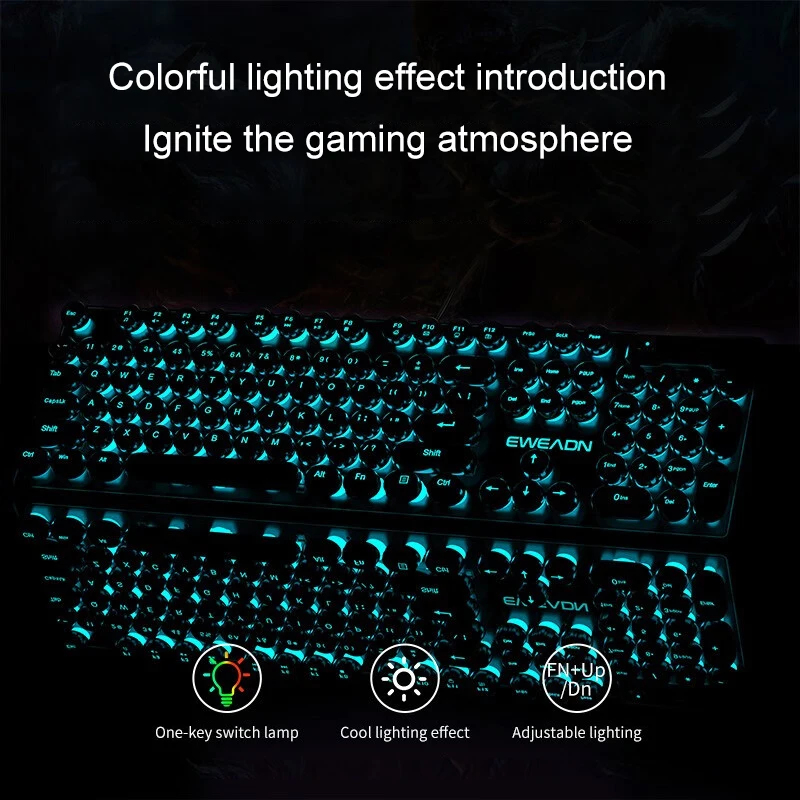 Retro Punk Mechanical Feel Key - Gaming Keyboard Mouse Wireless recension och pris