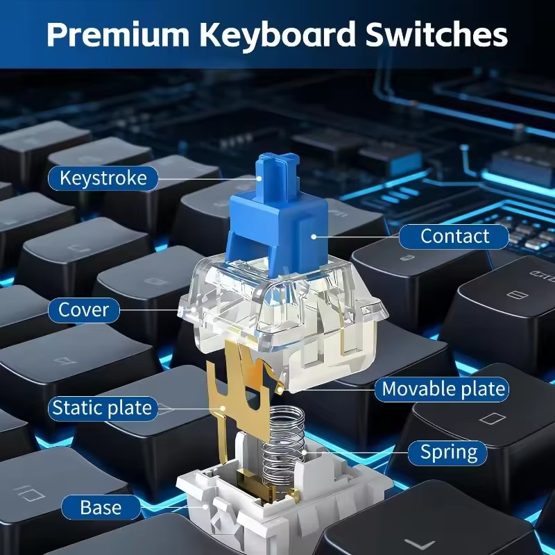 10/30Pcs 3Pin Replacement Mech - Gaming Keyboard Blue recension och pris